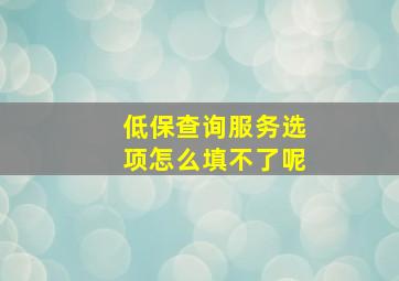 低保查询服务选项怎么填不了呢