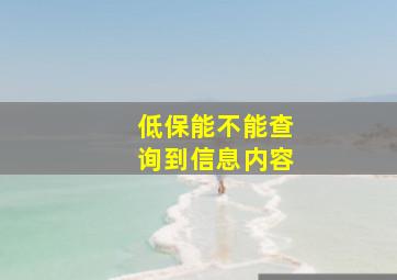 低保能不能查询到信息内容