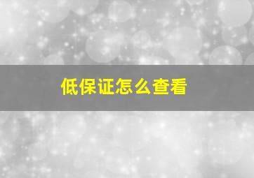 低保证怎么查看