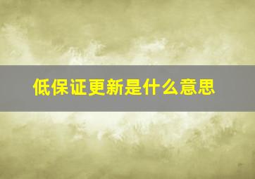 低保证更新是什么意思