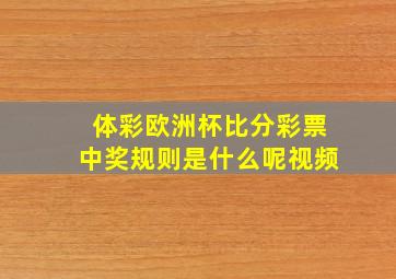 体彩欧洲杯比分彩票中奖规则是什么呢视频