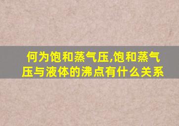 何为饱和蒸气压,饱和蒸气压与液体的沸点有什么关系