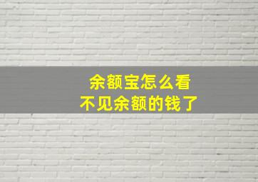 余额宝怎么看不见余额的钱了