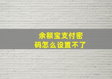 余额宝支付密码怎么设置不了