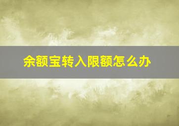 余额宝转入限额怎么办