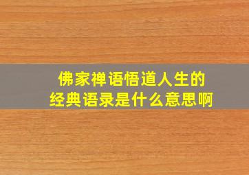 佛家禅语悟道人生的经典语录是什么意思啊