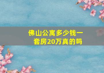 佛山公寓多少钱一套房20万真的吗