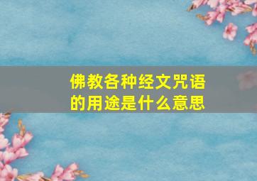 佛教各种经文咒语的用途是什么意思