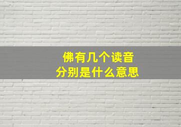 佛有几个读音分别是什么意思