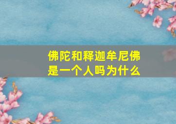 佛陀和释迦牟尼佛是一个人吗为什么