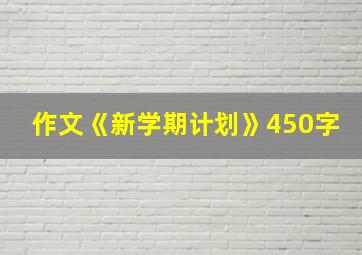 作文《新学期计划》450字