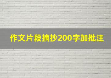 作文片段摘抄200字加批注