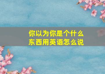 你以为你是个什么东西用英语怎么说