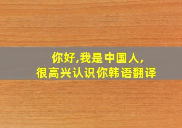 你好,我是中国人,很高兴认识你韩语翻译