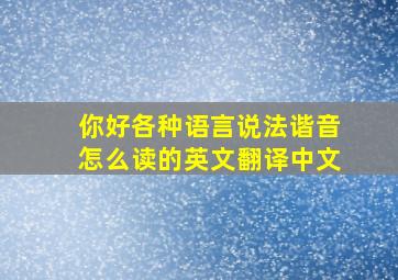 你好各种语言说法谐音怎么读的英文翻译中文