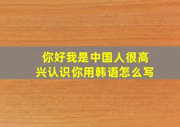 你好我是中国人很高兴认识你用韩语怎么写