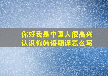 你好我是中国人很高兴认识你韩语翻译怎么写