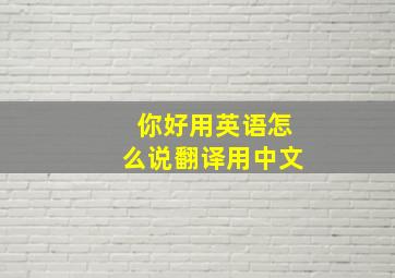 你好用英语怎么说翻译用中文