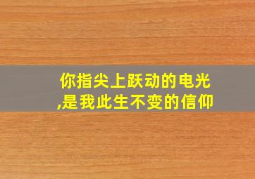 你指尖上跃动的电光,是我此生不变的信仰