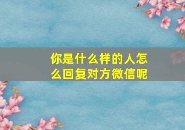 你是什么样的人怎么回复对方微信呢