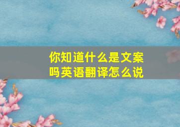 你知道什么是文案吗英语翻译怎么说