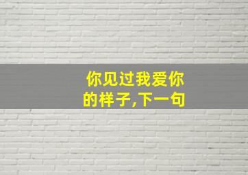 你见过我爱你的样子,下一句