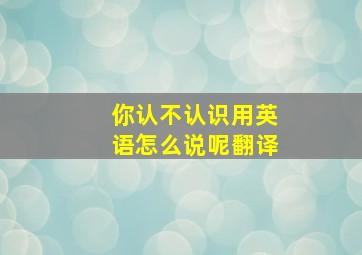 你认不认识用英语怎么说呢翻译