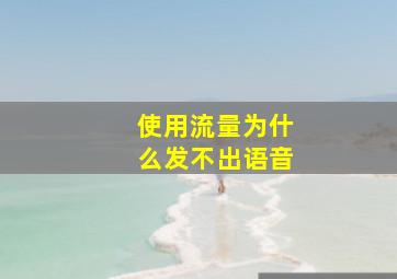 使用流量为什么发不出语音