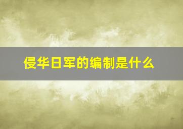 侵华日军的编制是什么