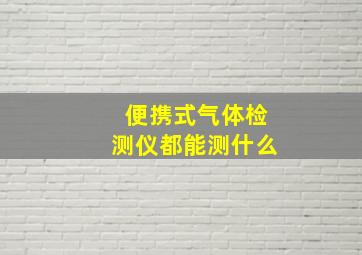 便携式气体检测仪都能测什么