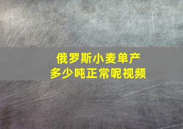 俄罗斯小麦单产多少吨正常呢视频