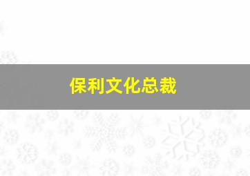 保利文化总裁