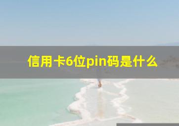 信用卡6位pin码是什么