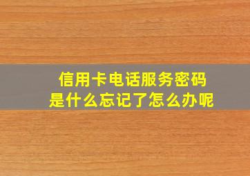 信用卡电话服务密码是什么忘记了怎么办呢