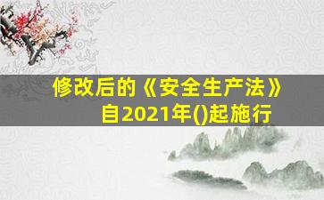 修改后的《安全生产法》自2021年()起施行