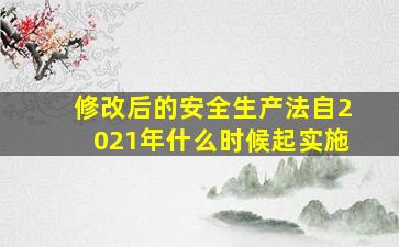 修改后的安全生产法自2021年什么时候起实施