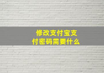 修改支付宝支付密码需要什么