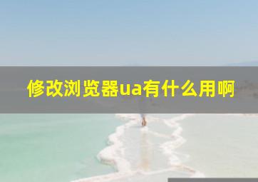 修改浏览器ua有什么用啊