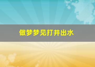 做梦梦见打井出水