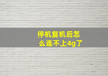 停机复机后怎么连不上4g了