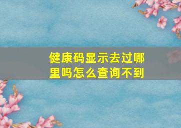 健康码显示去过哪里吗怎么查询不到