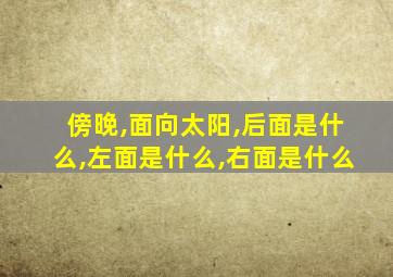 傍晚,面向太阳,后面是什么,左面是什么,右面是什么