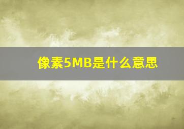 像素5MB是什么意思