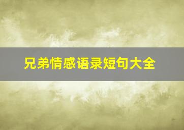 兄弟情感语录短句大全