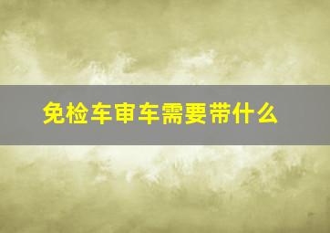 免检车审车需要带什么