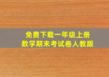 免费下载一年级上册数学期末考试卷人教版