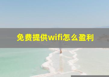 免费提供wifi怎么盈利