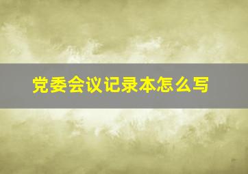 党委会议记录本怎么写