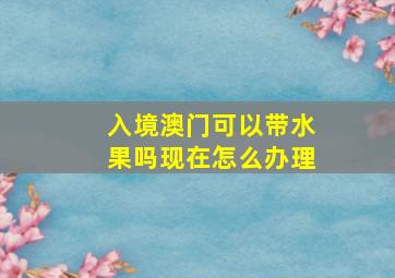 入境澳门可以带水果吗现在怎么办理