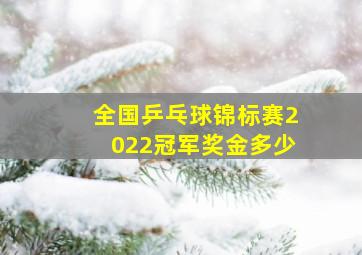 全国乒乓球锦标赛2022冠军奖金多少